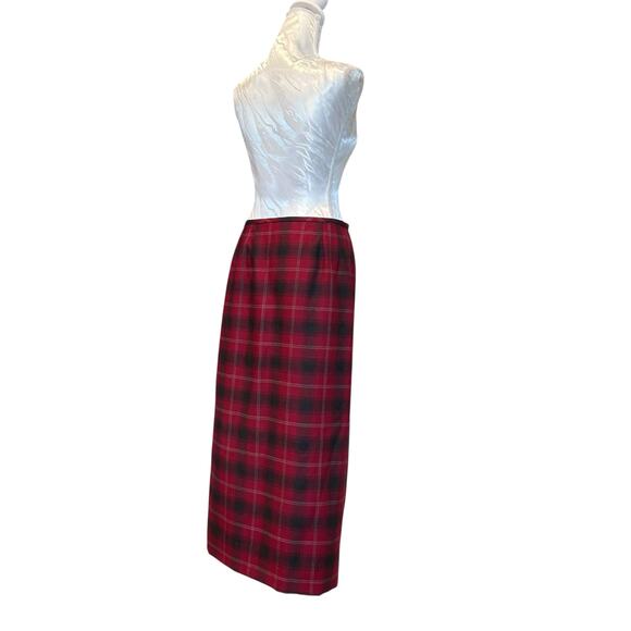 Liz Clairborne Wool Wrap Skirt Womens Sz 12 Red Gray Tartan Academia Romantic - Picture 3 of 15
